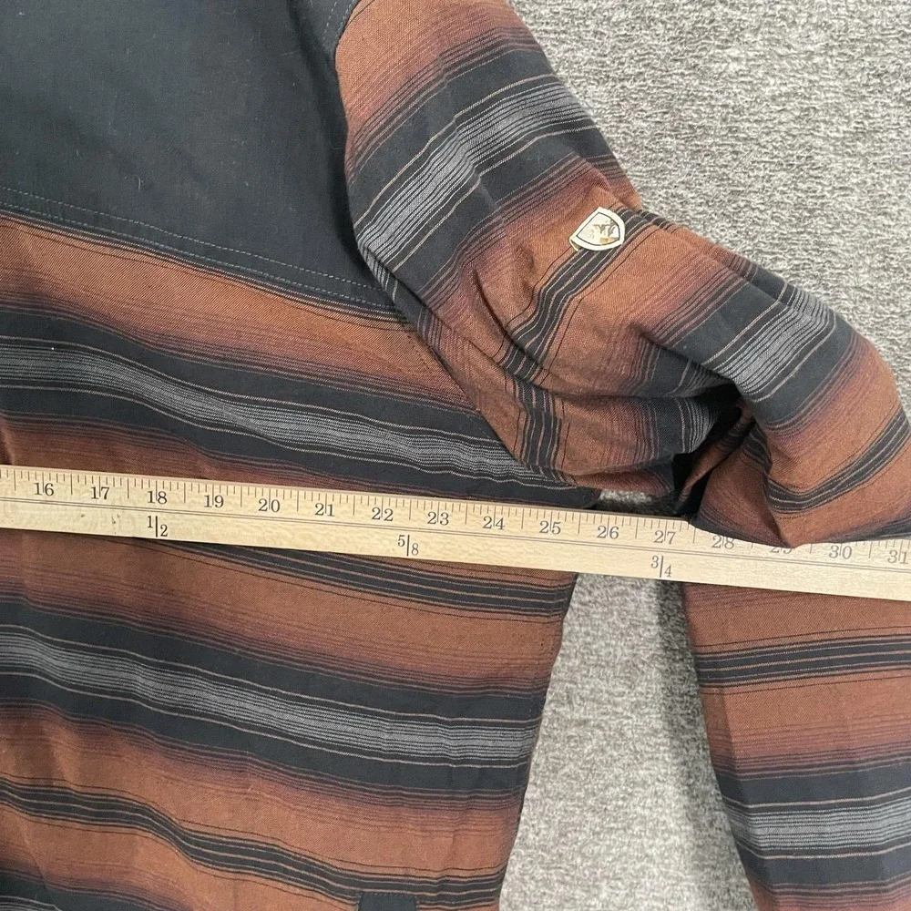 Kuhl JOYRYDR Jacket Mens XL Brown Stripe Hooded Sherpa Lined Snap Front 7478 - Picture 4 of 8